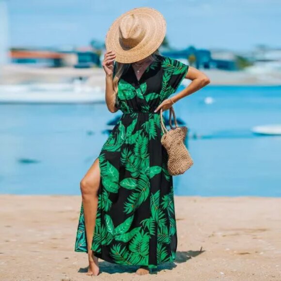 Cupshe Tropical Leaf Maxi Dress - Picture 4 of 4